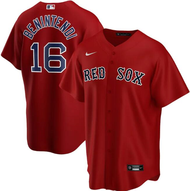 Men's Boston Red Sox #16 Andrew Benintendi Red Cool Base Stitched Jersey